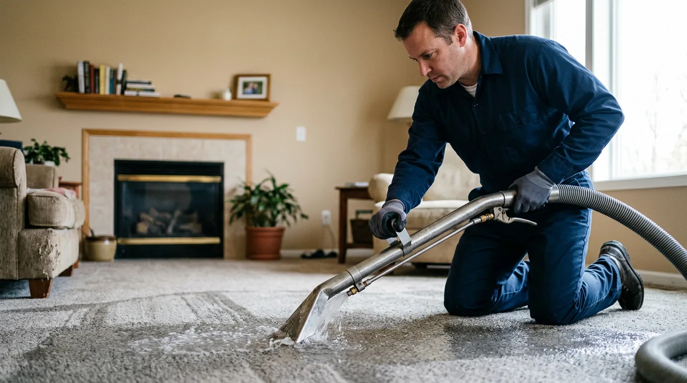 Water damage restoration technician working near Henderson, NE